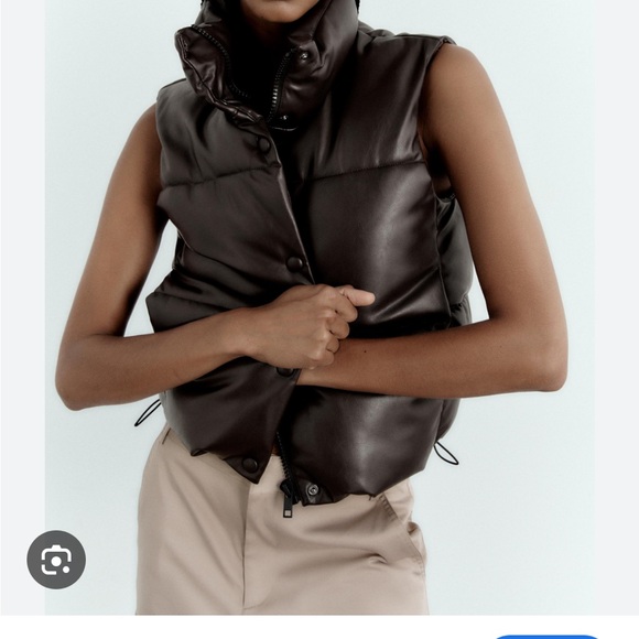 Zara leather brown vest - Picture 4 of 4